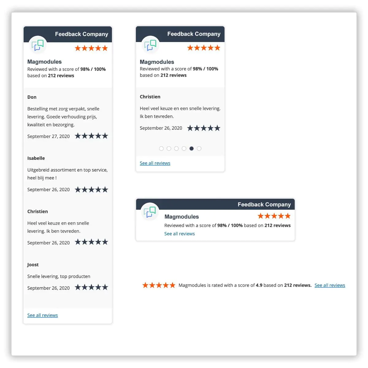 Feedback Company Reviews Extension for Magento 2 | Magmodules
