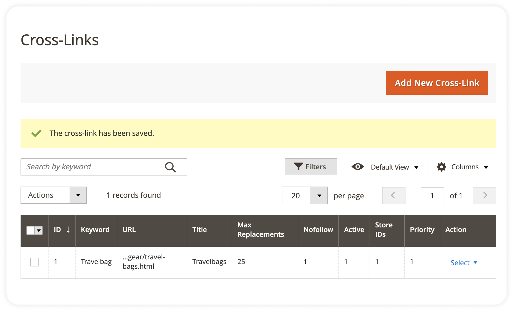 Magento 2 zoekwoord-naar-URL cross-link regels
