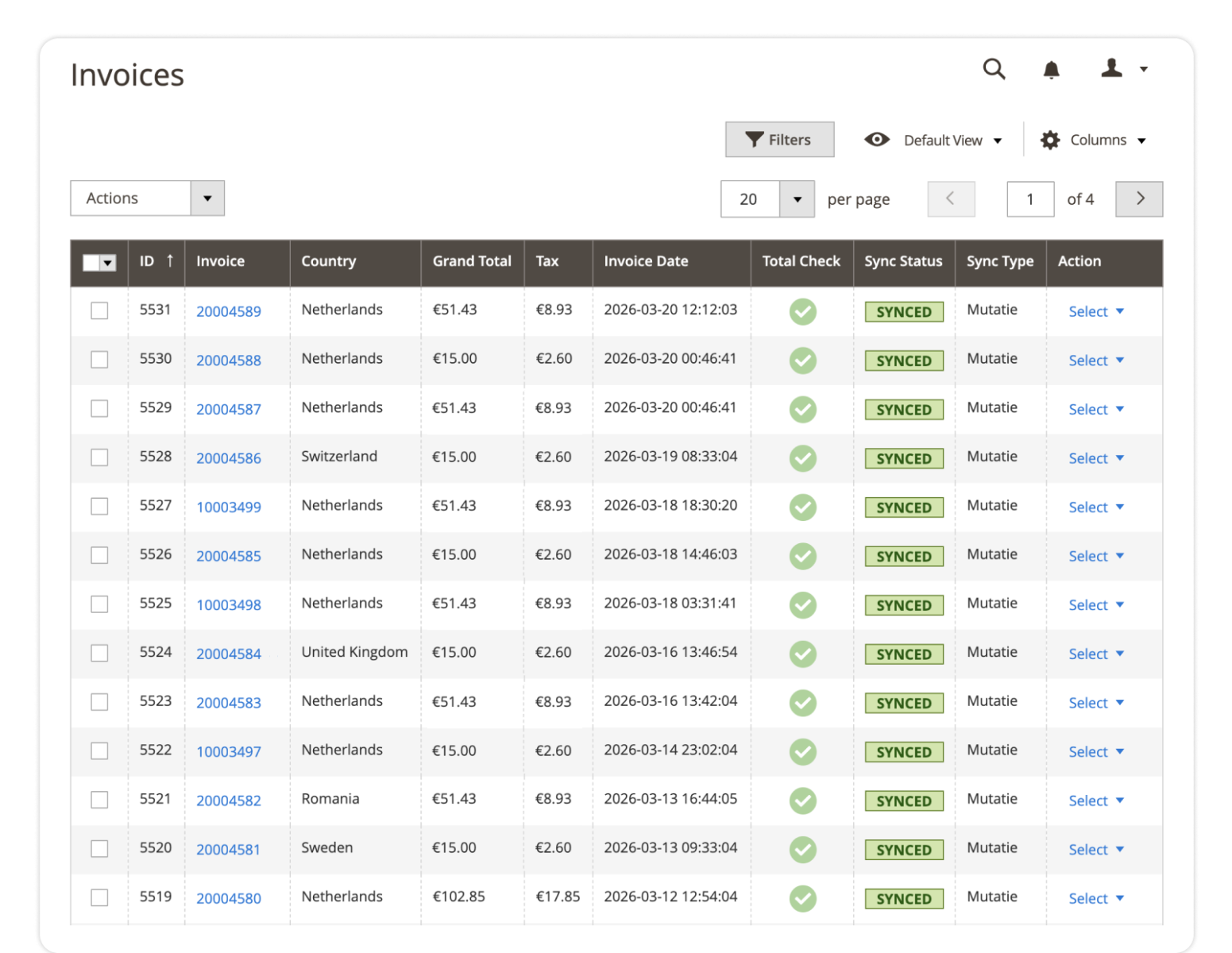 Verstuur Magento-bestellingen naar Exact Online