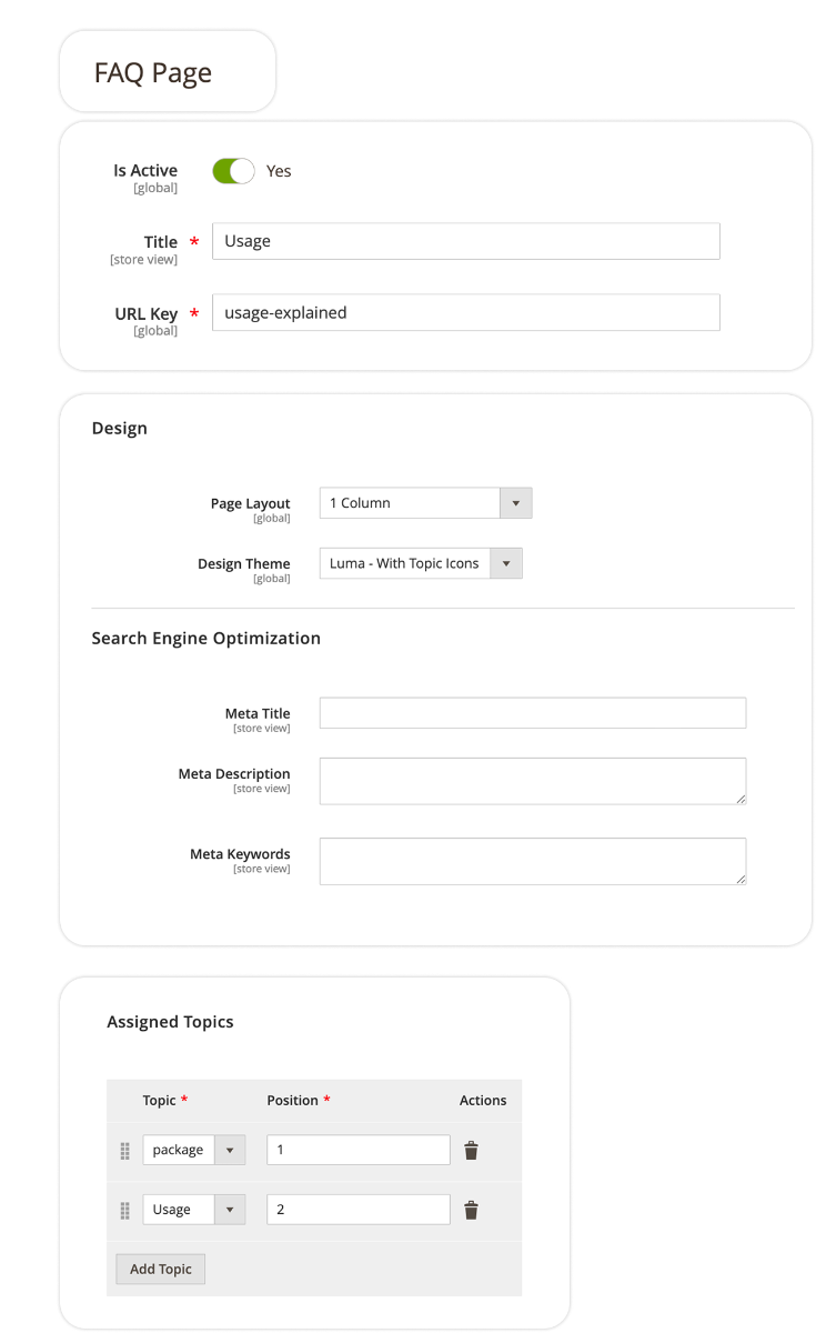 Magento FAQ Landing Page