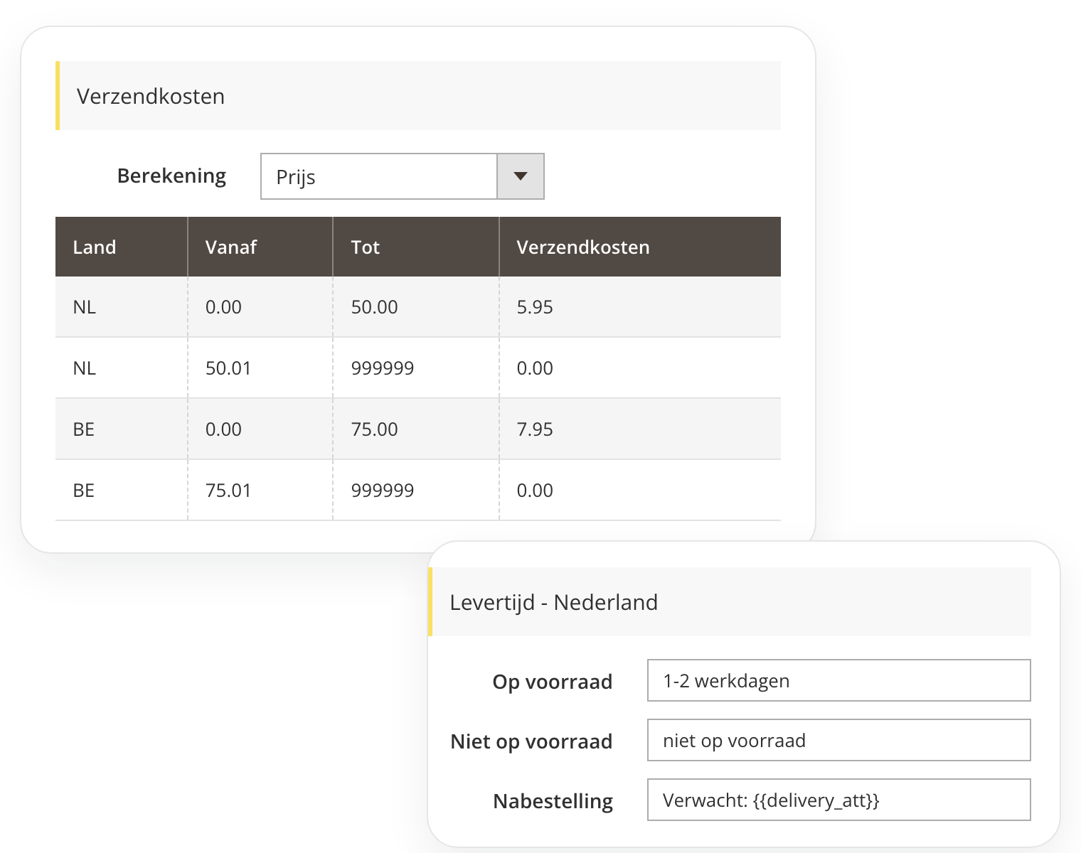 Beslist.nl-verzendkosten en levertijden in Magento 2