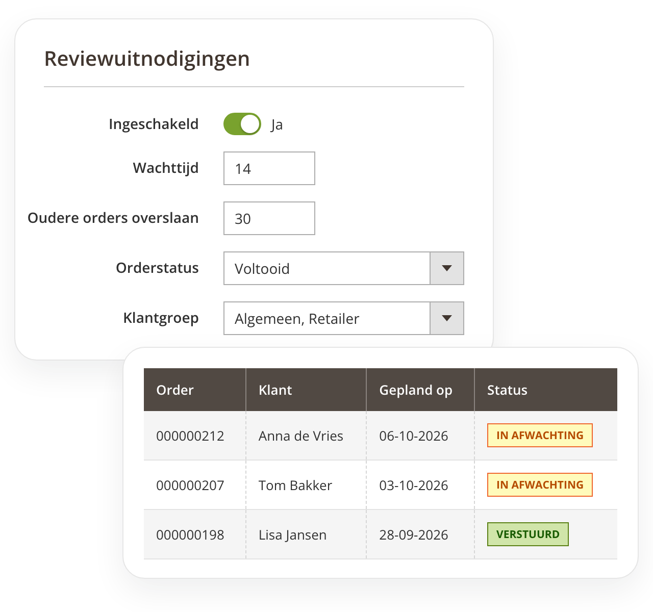 Magento 2 eKomi-wachtrij voor reviewuitnodigingen
