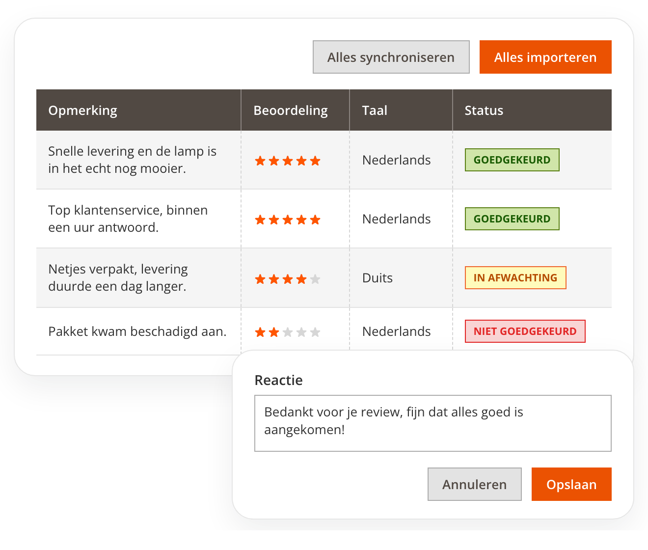 Magento 2 eKomi-reviewoverzicht in de admin