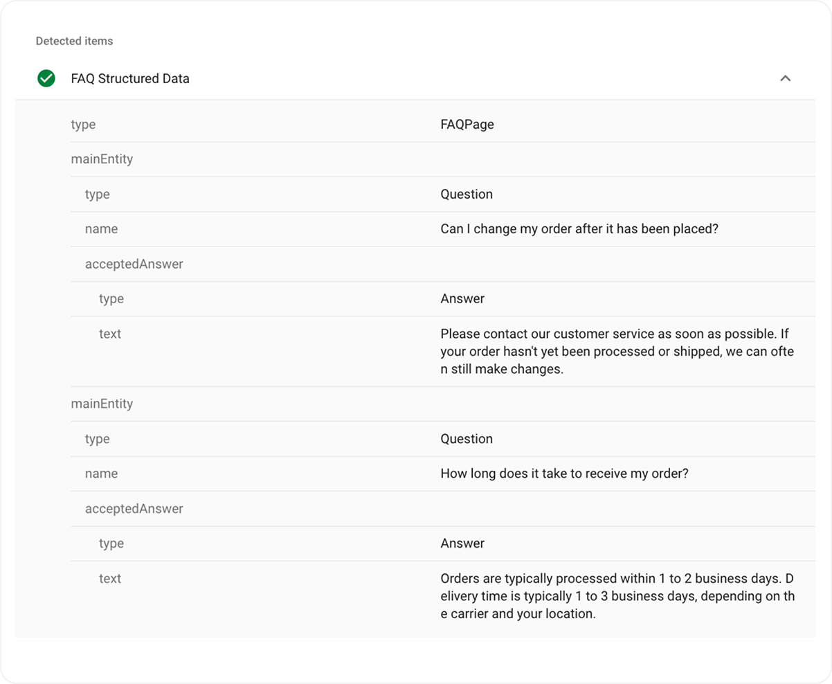 FAQ Rich Snippets Before After