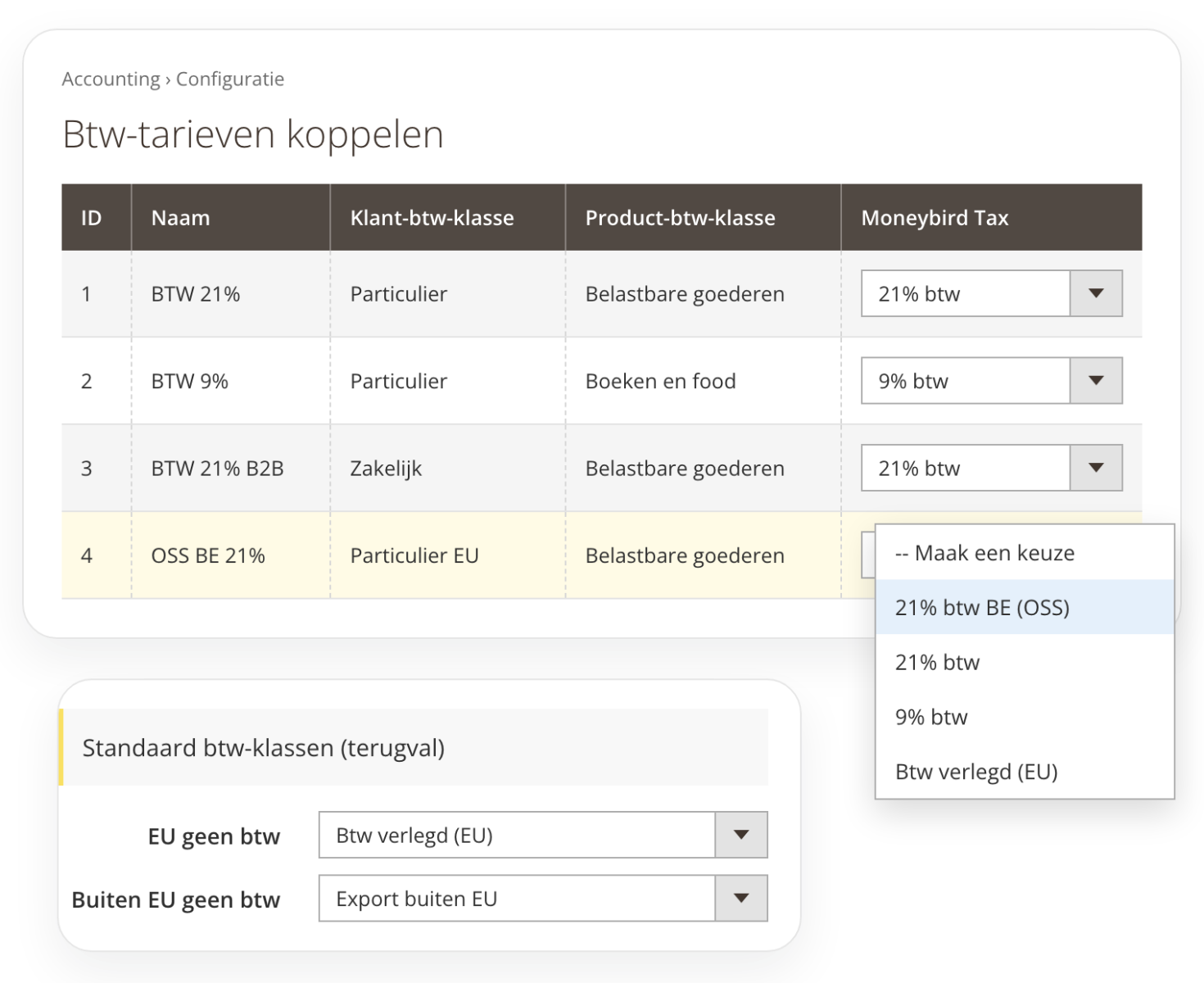 Btw-tarieven koppelen tussen Magento en Moneybird