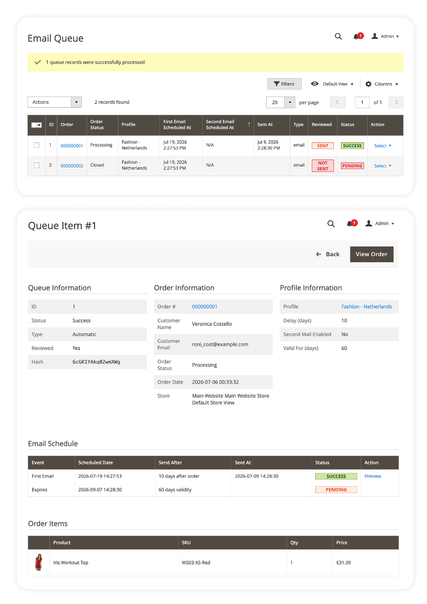 Magento 2 tweestaps review-reminderflow