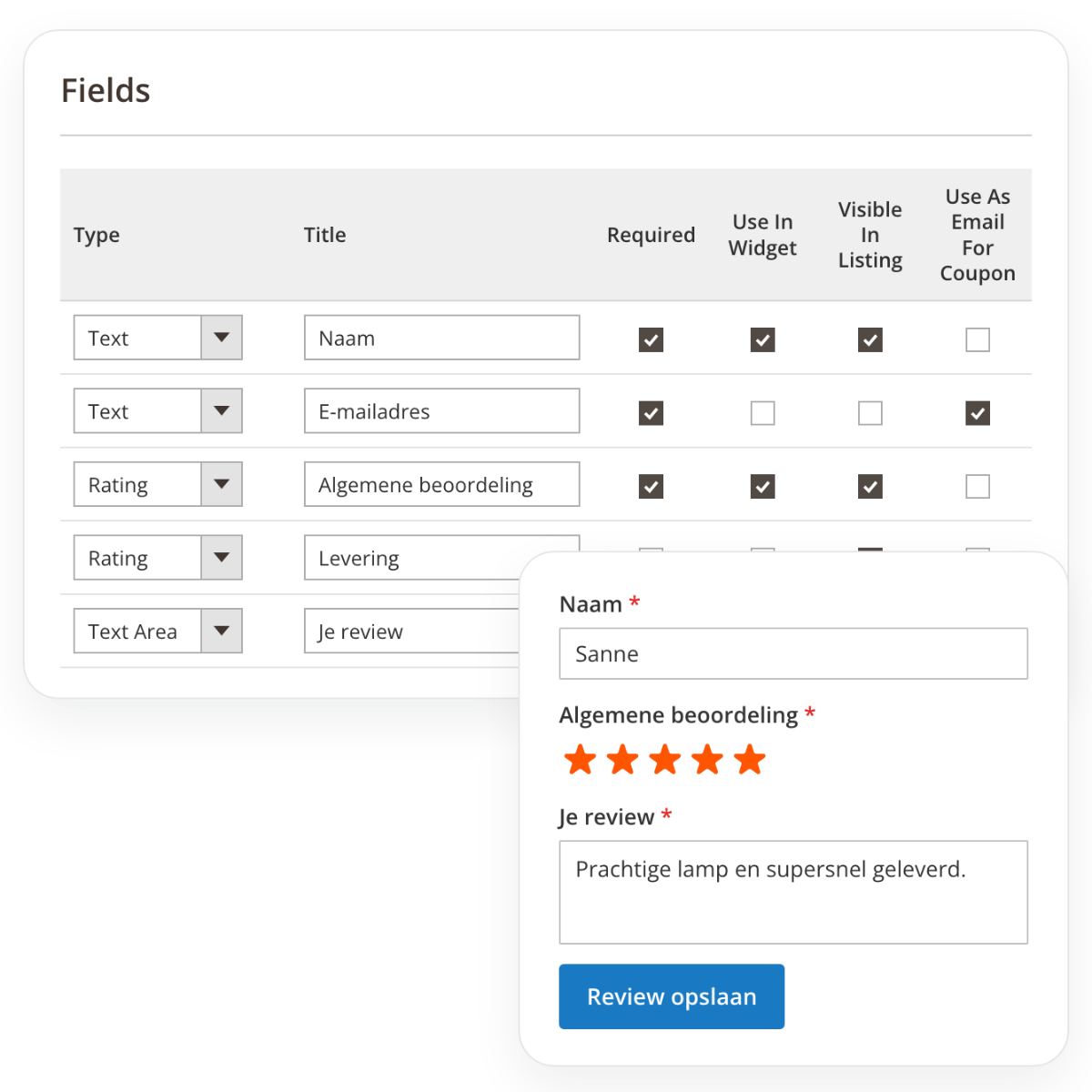 Magento 2 Shopreview formulierbouwer