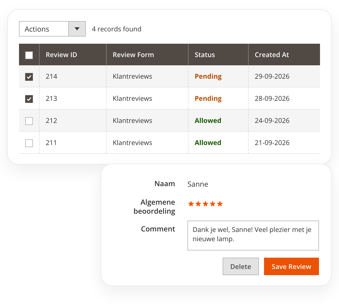 Magento 2 Shopreview reviewoverzicht en moderatie