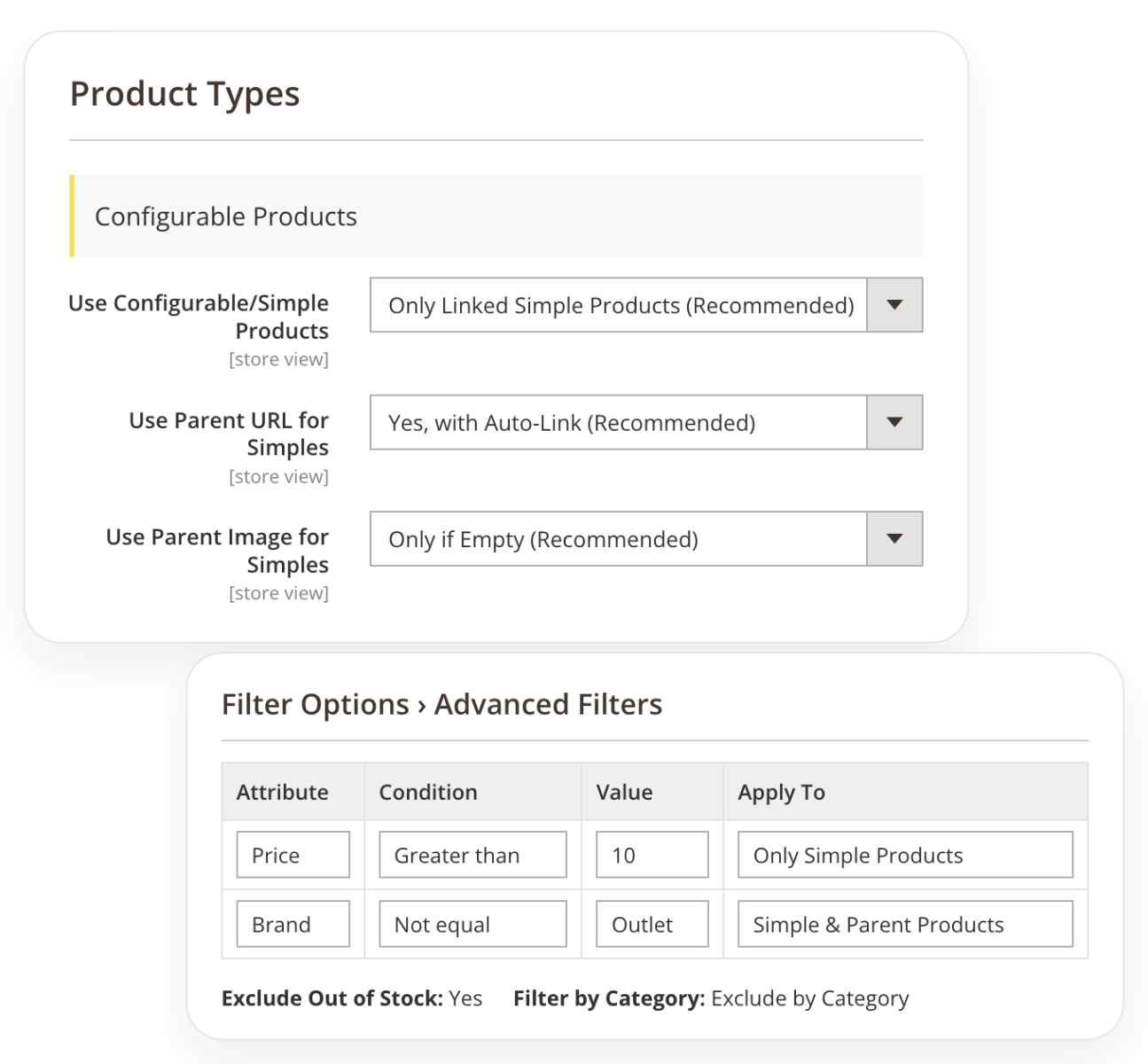 TradeTracker-producttypes en feedfilters in Magento 2