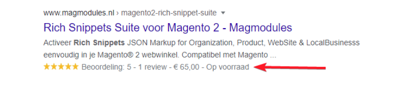 Voorbeeld van Rich Snippets Magento